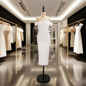 Abito da donna <span class=keywords><strong>elegante</strong></span> Mini da sera <span class=keywords><strong>con</strong></span> <span class=keywords><strong>scollo</strong></span> a barca bendaggio lungo Midi traspirante senza maniche da donna - Product Image 2