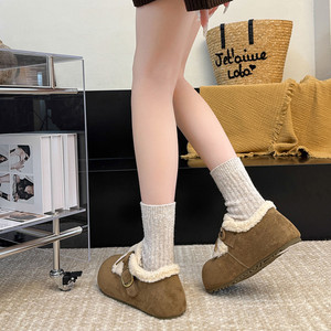 รองเท้าบูทบุขนสั้นสำหรับผู้หญิง รุ่นเพิ่มความสูงด้านใน สไตล์เรโทร ยี่ห้อ Birkenstocks เหมาะสำหรับฤดูหนาว พื้นหนา วัสดุไมโครไฟเบอร์ บุขนเทียม - Product Image 5