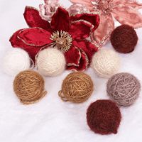 Ensemble de 15 boules de Noël en fil de laine, 6 cm, décoration de luxe légère à faire soi-même, ornement suspendu pour arbre de Noël, fête du Nouvel An