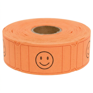 Etiquetas de Cartulina Perforada para Boletos de Rifa con Cara Sonriente, 1x2 Pulgadas, Impresión Flexográfica - Product Image 1