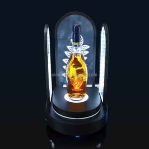 Rechargeable RGB LED, leaf carved acrylic, wine bottle display stand, custom logo luminous liquor presenter - Product Image 3