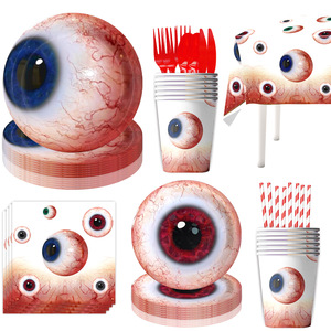 Halloween Eyeball Party Supplies <b>Paper</b> Plates Cups <b>Tablecloths</b> Decorations Birthday Theme Indoor Use - Product Image 3