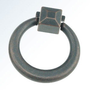 Vintage <b>Antique</b> Bronze & Black Iron Circular Ring Pull Hardware for Cabinet Drawer <b>Wardrobe</b> Dresser - Product Image 2