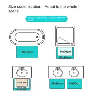 Alfombra de Baño Antideslizante Absorbente y Gruesa con Diseño Cuadrado y Flocado para Entrada de Puerta, Uso Doméstico, Estilo Japonés y Coreano - Product Image 3