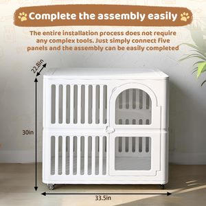 Iron <strong>Stainless</strong> <strong>Steel</strong> <strong>Dog</strong> Crate Wheels Foldable Durable Water Resistant Medium <strong>Dog</strong> Play Pen Solid White <strong>Kennel</strong> Box 25 lb Capacity - Product Image 4