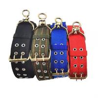 Usine directe réglable luxe toile collier pour animaux de compagnie Double rangée boucles en métal Durable élevage formation collier armée vert