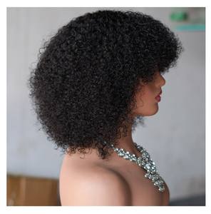 Pelucas Afro Rizadas Tipo Bob Hechas a Máquina, 100% Cabello Humano, Corte Pixie para Mujeres Negras, Pelucas Rizadas de Cabello Humano Baratas - Product Image 3