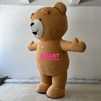Mascotte d'ours gonflable, ours en peluche gonflable rose, costume de costume gonflable d'ours en peluche qui marche