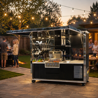 Meubles de cuisine modulaires d'extérieur en acier inoxydable avec évier, station de barbecue pliable, éclairage, pare-soleil et hotte aspirante pour appartement