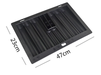 Plateau noir pour jetons de poker 47x23cm, rangement 8 compartiments de qualité casino pour Texas Hold'em, Baccarat et Mahjong, boîte à jetons de machine