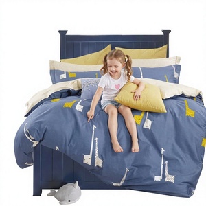 ชุดเครื่องนอนเด็กผ้าฝ้ายลายยีราฟน่ารักสีฟ้าเหลืองจากโปแลนด์ สำหรับ EU Dropshipping Nursery 3 ชิ้น - Product Image 1