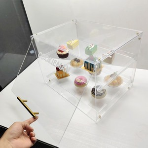 Hot Bán 2-Tier Thương Mại Bánh Mì Bánh Hiển Thị Trường Hợp Với Cửa Trước | Món Tráng Miệng Hiển Thị Trường Hợp <span class=keywords><strong>Acrylic</strong></span> Pastry Hiển Thị Trường Hợp - Product Image 2