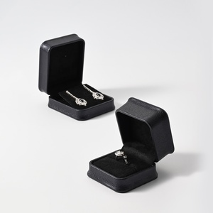 FANXI H158 Custom logo High End <b>Black</b> PU Leather Suede Insert Jewelry <b>Box</b> Bracelet Necklace Ring Gift 'Jwellery' Packaging <b>Box</b> - Product Image 1