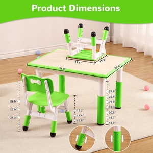 Nouvelle table et chaise multifonctionnelles en plastique pour enfants, avec plateau en bois, réglables en hauteur, idéales pour la maternelle - Product Image 3