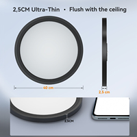 Plafonnier LED rond moderne en aluminium avec télécommande 33W pour salon