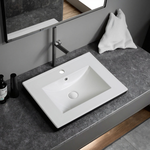 CUPC/CE Certified White Ceramic Countertop <b>Sink</b> Thin-Edged Rectangle Bathroom Vanity Wash Basin <b>for</b> Hotels - Product Image 1