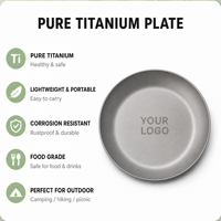 Assiette portable en titane pur pour le camping en plein air avec finition sablée, idéale pour les pique-niques en extérieur