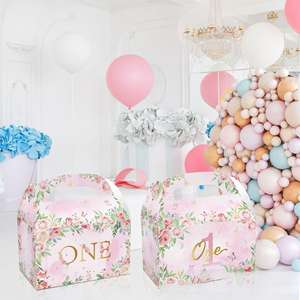 Fiori rosa 1 una prima festa di compleanno <span class=keywords><strong>regalo</strong></span> di caramelle consegna scatola di caramelle baby ONE full year of life party - Product Image 2