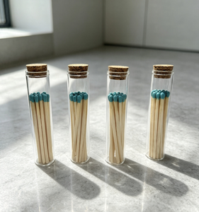 Fósforos Longos em Garrafa de Vidro Transparente com Tampa de Cortiça para Iluminação de Velas Aromáticas na Sala de Estar, Lembrança Minimalista - Product Image 1