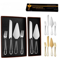 Nouveau design 2 pièces/4 pièces couteau à gâteau creux en acier inoxydable et ensemble de serveur sûr pour la cuisson et la décoration de fête de mariage emballé dans une boîte