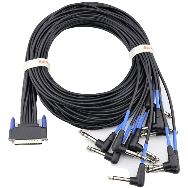 Musical Instrument Plug Electric Drum Kit Machine Percussion Drum Audio Connection Pedal Patch Cable DB25 to 6.3mm Jack 14 Inch