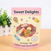 Sacs Ziplock personnalisés à faible MOQ, transparents avec fenêtre et lignes de déchirement, sachets souples de qualité alimentaire pour aliments et bonbons