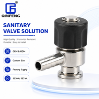 Vanne d'échantillonnage sanitaire mini manuelle sans rétention CE 3A, fabricant professionnel, avec joint hygiénique, vanne excentrique QINFENG