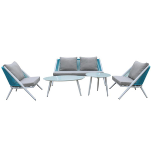 Yoho 2024 nueva temporada ocio moderno aluminio KD poliéster cuerda 5 piezas muebles de exterior jardín sofá conjunto para sala de estar y comedor - Product Image 6