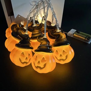 Đáng sợ treo thắp sáng cam bí ngô Wizard hat Halloween trang trí Pin hoạt động <span class=keywords><strong>LED</strong></span> Halloween bí ngô chuỗi đèn - Product Image 2