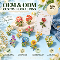 Pins en émail floraux personnalisés OEM ODM, faible MOQ, logo personnalisé, emballage personnalisé, cadeaux en gros pour boutiques, pins floraux sur mesure
