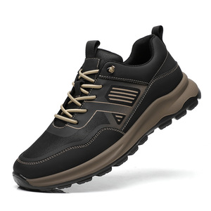 Men's Chunky Lace Up PU Leather Casual Shoes Round <b>Toe</b> Mesh Lining Rubber Outsole Cushioned Walking Style Shoes - Product Image 5