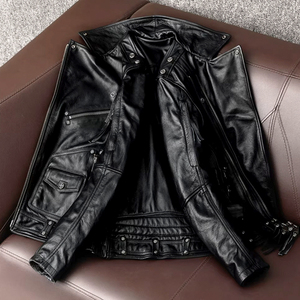 <span class=keywords><strong>Giacca</strong></span> da Moto in Vera <span class=keywords><strong>Pelle</strong></span> per <span class=keywords><strong>Uomo</strong></span> TONGYANG, Cappotto in <span class=keywords><strong>Pelle</strong></span> Bovina di Alta Qualità, Abbigliamento da Motociclista con Cerniera - Product Image 4