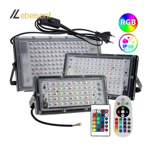 Floodlight Outdoor IP65 Waterproof Aluminum Shell Landscape Park Colorful Lamp RGB 150W 100W 50W AC 180-245V LED Lamps