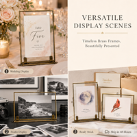 Cadre photo en verre en laiton massif fait main 4x6 5x7, prêt à être expédié, utilisation verticale et horizontale, cadre photo pour numéro de table de mariage