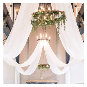 Élégant long blanc voilage plafond rideaux nouveau 10X50 mousseline de soie gaze Organza auvent pour mariage décoration drapé toile de fond - Product Image 5