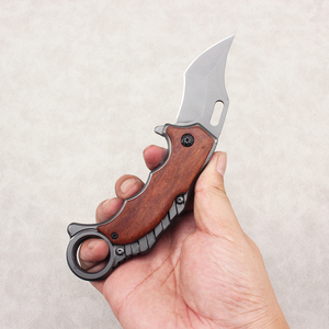 Couteau de poche <span class=keywords><strong>mini</strong></span> portable, lame en acier inoxydable, couteau pliant multifonctionnel avec manche en bois pour le camping, le bricolage, OEM - Product Image 4