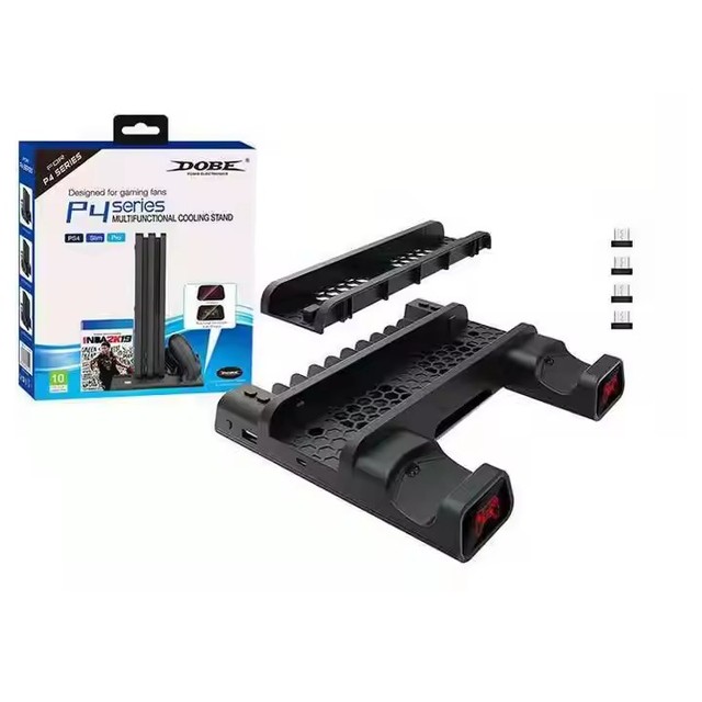2 in 1 Vertical Cooling Dual Charging Base for PS4 Slim Pro Console Cooling Double Gamepad Charging Station TP4-19076