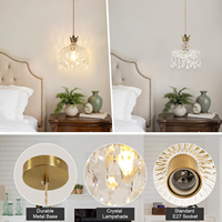Lampe suspendue moderne à motif floral, luminaire suspendu créatif en cristal avec hauteur réglable, plafonnier doré avec douille E27