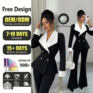 <span class=keywords><strong>Traje</strong></span> <span class=keywords><strong>Formal</strong></span> de 2 Piezas <span class=keywords><strong>para</strong></span> Mujer con Decoración de Botones, Blazer y Pantalones con Bolsillos <span class=keywords><strong>para</strong></span> Oficina, Atuendos de Otoño - Product Image 1