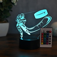 Lampe de chevet moderne pour enfants en acrylique, avec joueurs de hockey sur glace en 3D, LED, 7 couleurs changeantes, tactile, à intensité variable, alimentée par USB