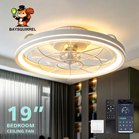 Ventilateur de plafond intelligent moderne de 19 pouces avec lumière, télécommande via application, 6 vitesses, minuterie, intensité variable, 3 couleurs, 7 pales, silencieux pour chambre, cuisine, salon
