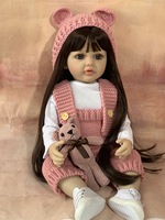22 Zoll (55 cm) Reborn-Puppe mit langen Haaren, weichem Vinyl, realistisch, lebensecht, Baby-Puppe, kuschelige Begleitpuppe für Mädchen und Jungen, Geschenk