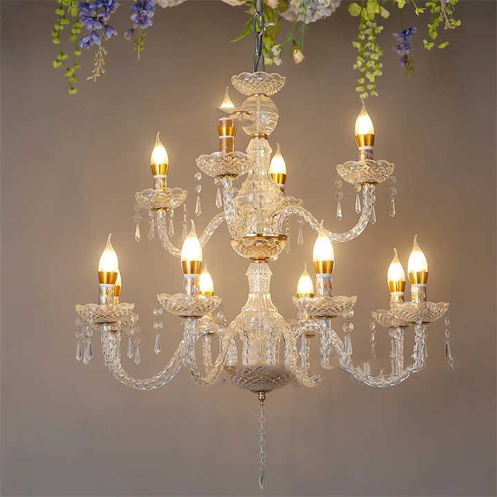 New Wedding Ceiling Crystal Chandelier Ceremony Pavilion Decorative Light Wedding Props Luxury Villa Pearl Curtain Light