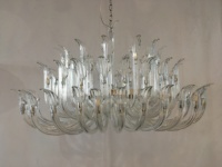 Lustre en verre de Murano artisanal à 3 niveaux, design élégant en forme de lys, éclairage LED pour plafond, idéal pour les restaurants haut de gamme et les mariages