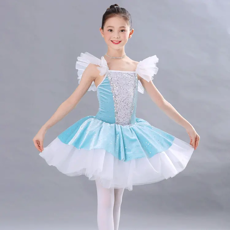 Блестящие блестящие тканевые детские танцевальные трико, тонкое балетное платье, юбка-пузырь, детское боди для гимнастики и тренировок, одежда для балерины