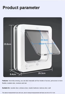 Porte automatique <span class=keywords><strong>pour</strong></span> <span class=keywords><strong>chat</strong></span> sécurisée <span class=keywords><strong>pour</strong></span> les animaux de compagnie, avec capteur électronique RFID à microchip, écologique, en plastique, à fixer sur fenêtre rectangulaire - Product Image 6