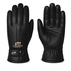 Lone Mission Industry Leather Touch Screen Motorcycle <b>Gloves</b> Wrist Length Unlined Thermal Eco-Friendly Sporty Style Black Winter - Product Image 6