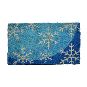 HMS 18 \ "X 30 \" blu e bianco Coir umidità tappetino invernale porta esterna fiocco di neve Design - Product Image 1