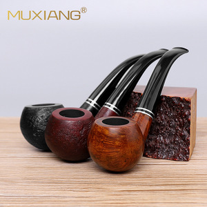 Muxiang Wooden Tobacco Pipe Bent Shape 9mm Filter Handmade Briar Wood Smoking Pipe - Product Image 4