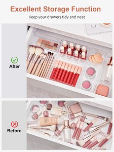 Kitchen Bathroom Clothing Stackable Drawer Dividers Clear Adjustable Multifunction Modern Organizer Box Storage Tray - Product Image 3